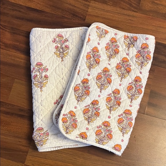 Lillian August Other - Lillian August Pink and Orange Floral Quilted Shams (2)
